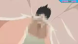 أم مثيرة في الرسوم تأخذ قضيبًا في الحمام