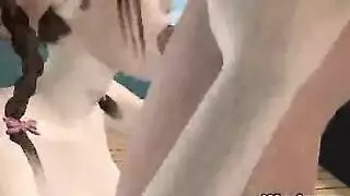 إكس إكس إكس كارتون: برونيت بمؤخرة كبيرة تأخذ عدة أعضاء في مشهد تدليك